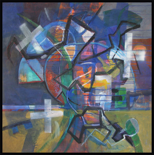 Aus der Folge: Blaue Bilder-Labyrinth, Öl auf Leinwand, H 100cm x B 70cm, 2003